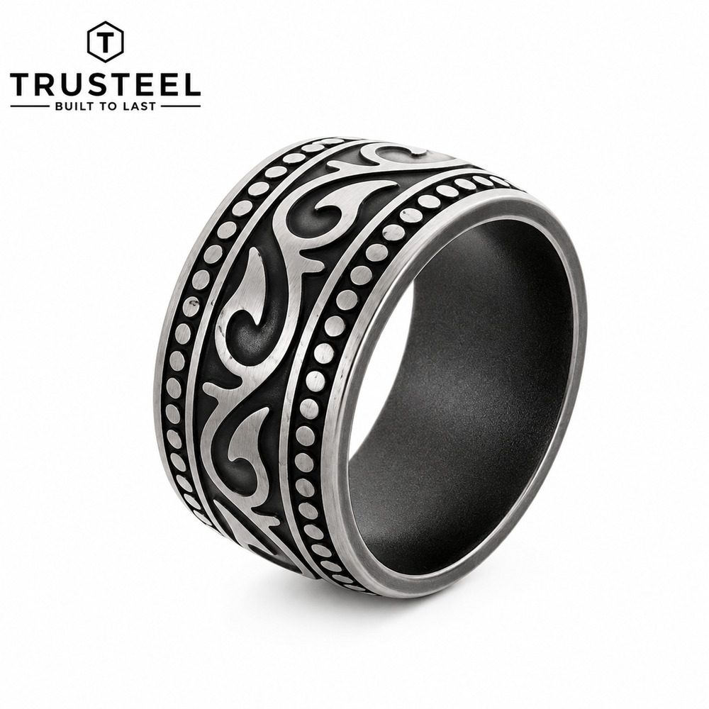 Men’s tribal scroll Celtic Ring 316L Stainless Steel Wedding Band Viking Size 10